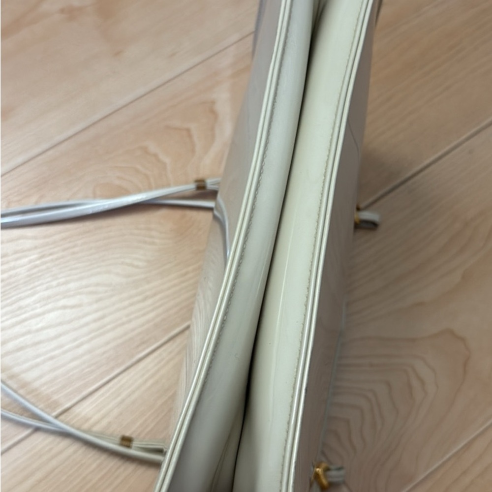 Vintage Rectangular Off White Shoulder Handbag/Pu… - image 3